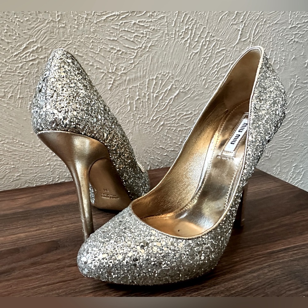 EUC Miu Miu Glitter Heels / Size EU 38